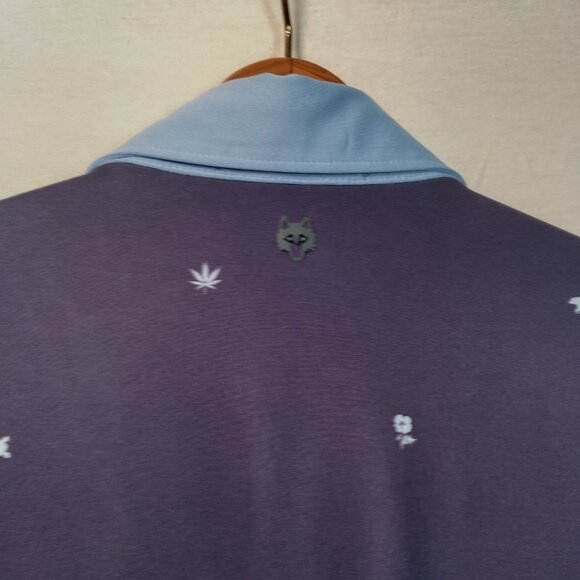 Greyson Polo Shirt Large Blue Short Sleeve Butterfly Frog Pot Leaf Turtle Bear - Picture 15 of 15